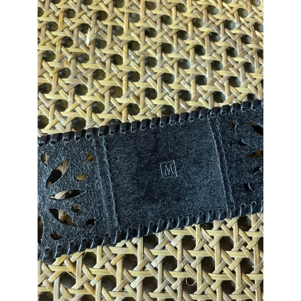 Fossil Braided Fringe Tooled Cut Out Leather Belt Medium